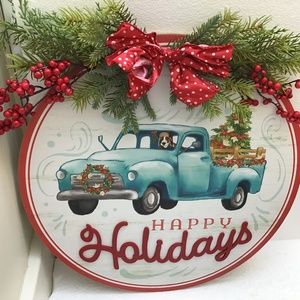 Christmas Wall/Door hanging with Rustic Scene Holiday Decorating